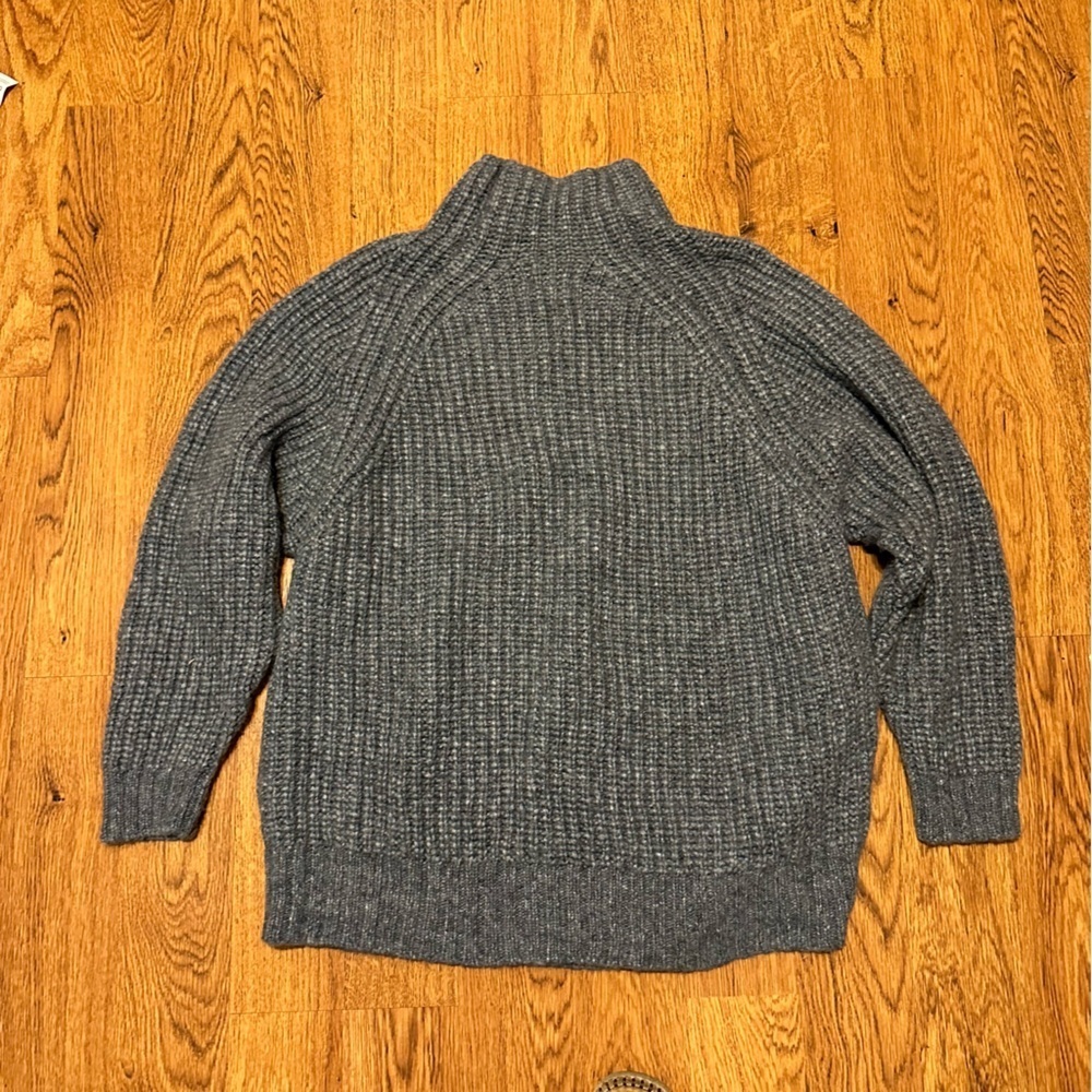 Aymara Gray Knitted Cowl Neck Cozy Baby Alpaca Blend Soft Small long sleeve